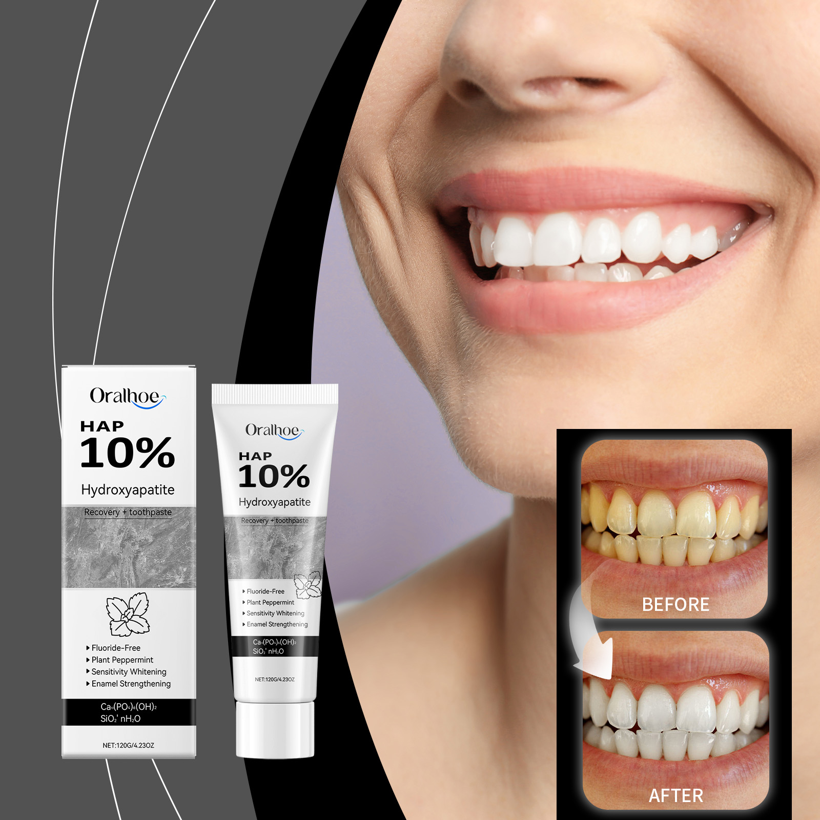 Hydroxyapatite Toothpaste - ハイドロキシアパタイトホワイトニング歯磨き粉エナメル修復口腔衛生クリーニングステイン除去フレッシュブレスブライトニング歯磨き粉