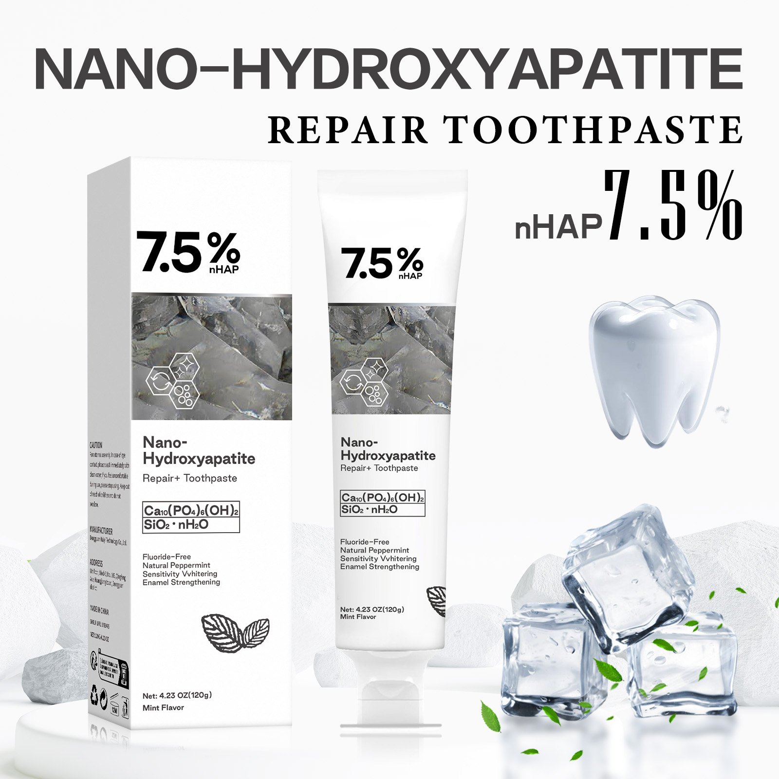 Hydroxyapatite Toothpaste - ナノハイドロキシアパタイト歯磨き粉、コーヒー・紅茶の染み抜き、口臭改善、虫歯予防、歯のホワイトニング歯磨き粉製品