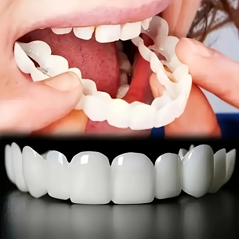 Teeth Whitening Mouth Guard - 2セットの化粧用歯科キット（2上歯+2下歯+ブラシ+クリアボックス）、リアルで目立たない快適な装着感、男女兼用、歯の隙間修復