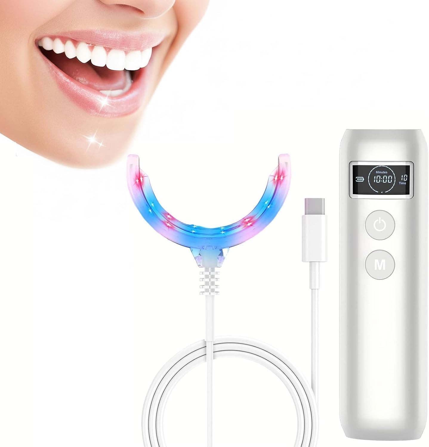 Teeth Whitening With Blue Light - 歯のホワイトニング促進ランプ ブルー＆レッドライト LED 口腔ケアトレイ モバイル充電式 ポータブルコールドライト