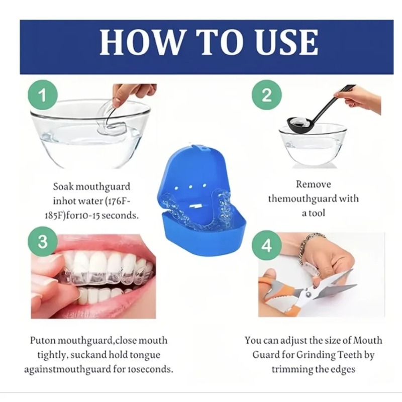 4個入り/箱 歯ぎしり防止マウスガード 成形可能な歯科用ナイ - Teeth Whitening Mouth Guard のレビューと価格