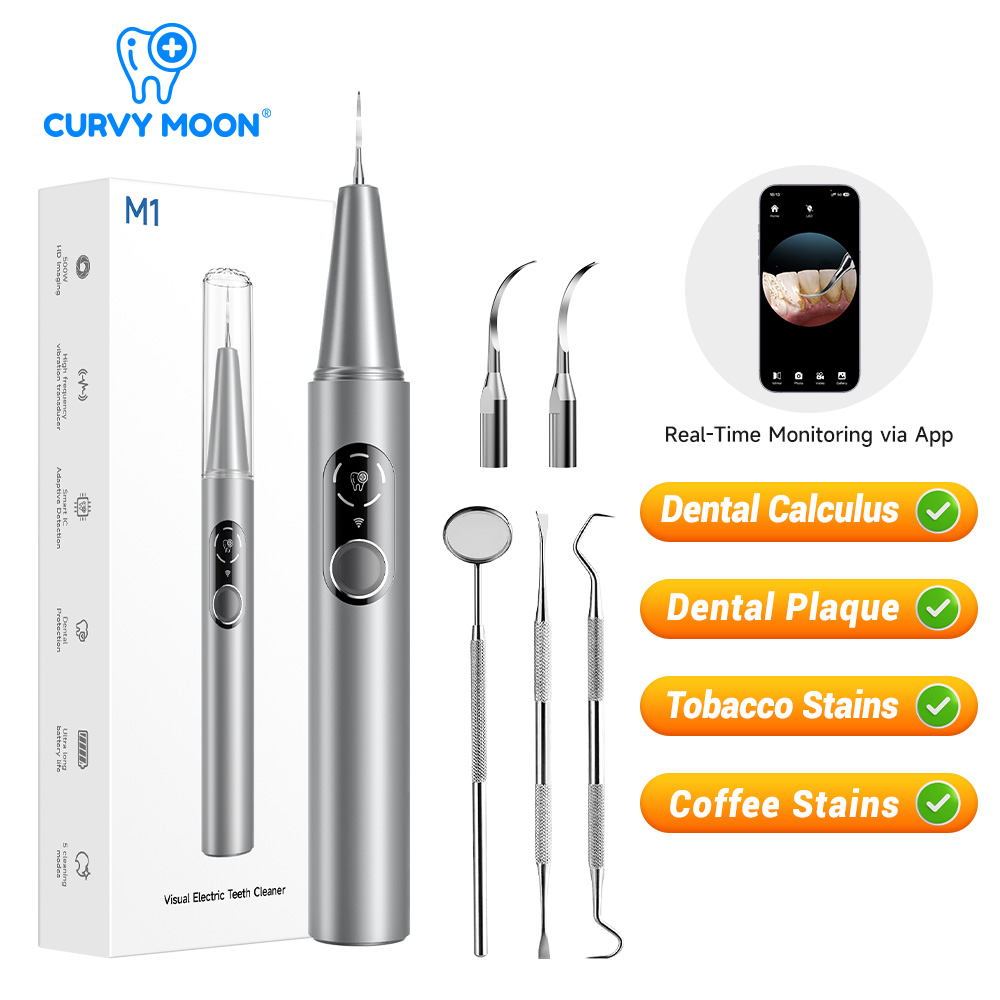 CURVY MOON 可視電気超音波歯クリーナー カメラ付き - Teeth Whitening Uk のレビューと価格