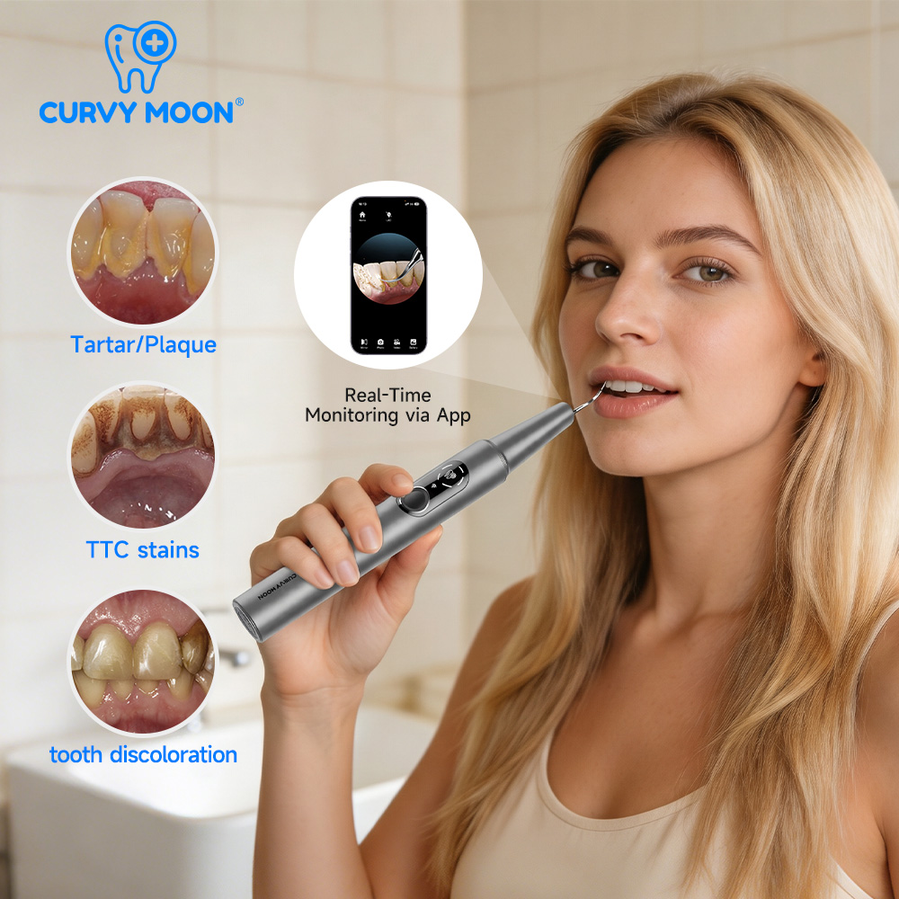 CURVY MOON 可視電気超音波歯クリーナー カメラ付き - Teeth Whitening Uk のレビューと価格