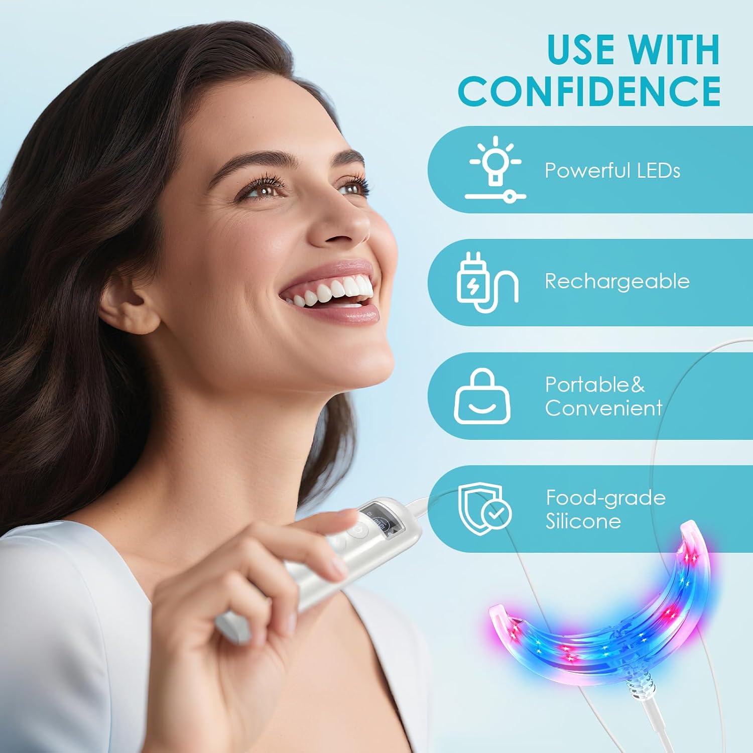 歯のホワイトニング促進器 16 LED赤青光増強ライトトレイ - Teeth Whitening With Blue Light のレビューと価格