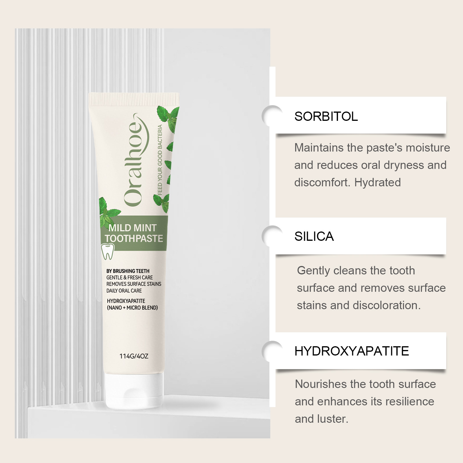 ミント歯磨き粉—ナノハイドロキシアパタイト配合；表面の汚れを - Hydroxyapatite Toothpaste のレビューと価格